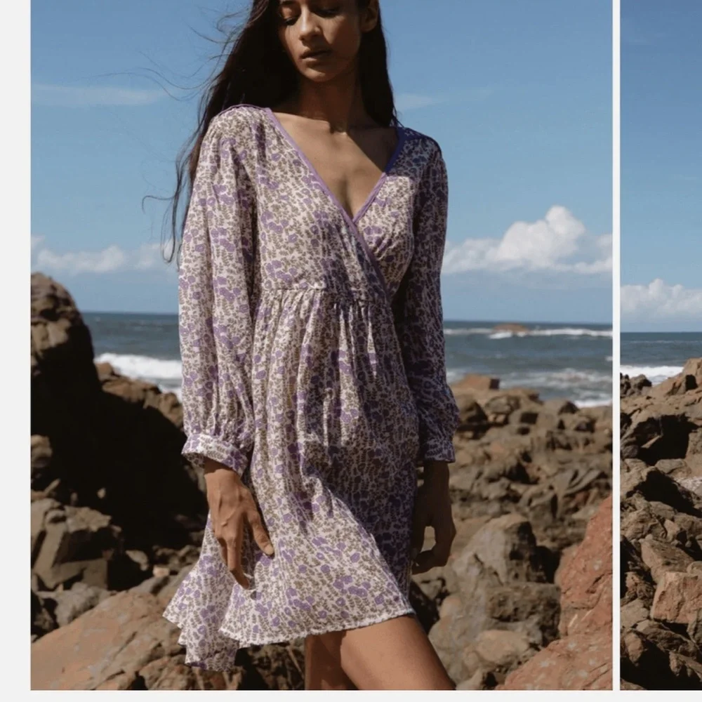 binita mini dress Binita Mini Dress In Chiffon Aubergine
